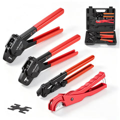 VEVOR Angle Head PEX Crimping Tool Kit for 1/2" & 3/4" Copper Crimp Rings, Copper Ring Cinch Removal Tool with PEX
