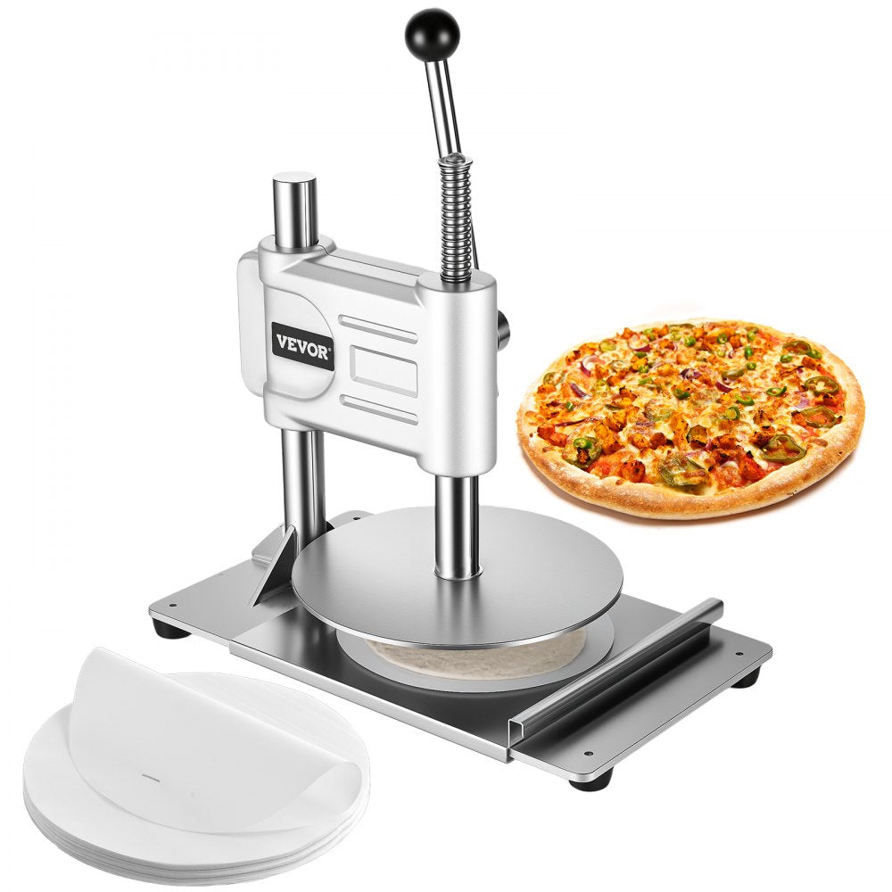 VEVOR Manual Pizza Dough Press Machine, 9.5 inch Pizza Pastry Press Plate, Stainless Steel Bread Presser, Commercial