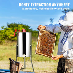 VEVOR Manual Honey Extractor, 2/4 Frames Honey Spinner Extractor, Stainless Steel Beekeeping Extraction, Honeycomb Drum