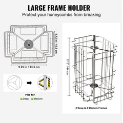 VEVOR Manual Honey Extractor, 2/4 Frames Honey Spinner Extractor, Stainless Steel Beekeeping Extraction, Honeycomb Drum