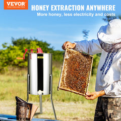 VEVOR Manual Honey Extractor, 3 Frames Honey Spinner Extractor, Stainless Steel Beekeeping Extraction, Honeycomb Drum