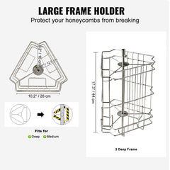 VEVOR Manual Honey Extractor, 3 Frames Honey Spinner Extractor, Stainless Steel Beekeeping Extraction, Honeycomb Drum
