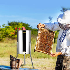 VEVOR Manual Honey Extractor, 3 Frames Honey Spinner Extractor, Stainless Steel Beekeeping Extraction, Honeycomb Drum