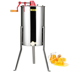VEVOR Manual Honey Extractor, 3 Frames Honey Spinner Extractor, Stainless Steel Beekeeping Extraction, Honeycomb Drum