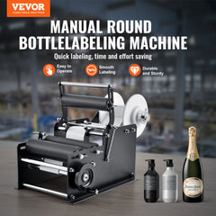 VEVOR Manual Round Labeling Machine, 15-20pcs/min, Bottle Label Applicator for Round Bottles, Adjustable Manual Round