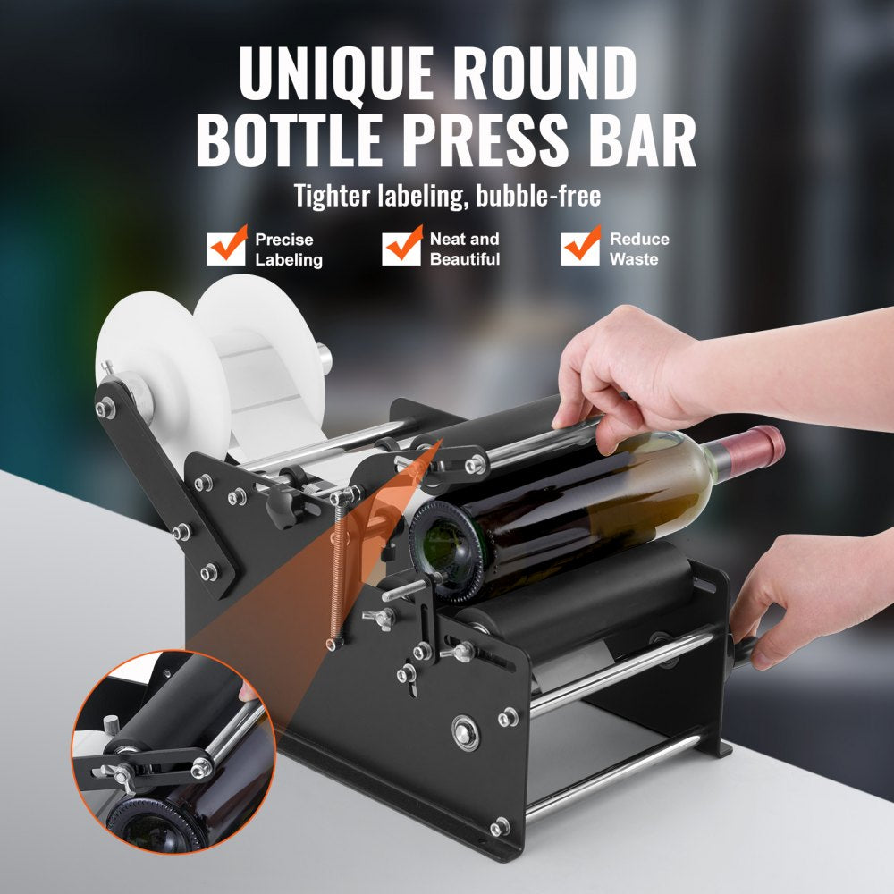 VEVOR Manual Round Labeling Machine, 15-20pcs/min, Bottle Label Applicator for Round Bottles, Adjustable Manual Round
