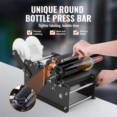 VEVOR Manual Round Labeling Machine, 15-20pcs/min, Bottle Label Applicator for Round Bottles, Adjustable Manual Round