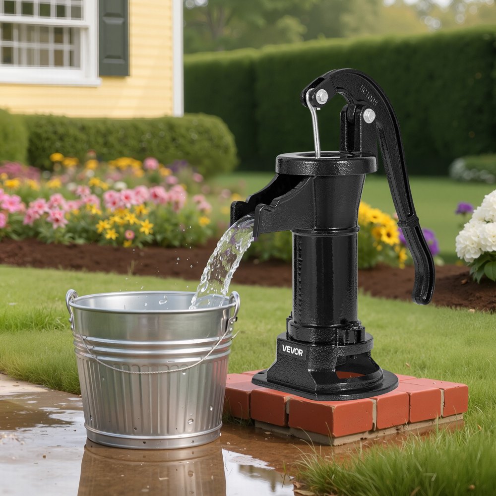 VEVOR Well Hand Pitcher Pump, 25 ft Maximum Lift, Antique Cast Iron Manual Hand Water Pump, NPT 1-1/4 in Connection
