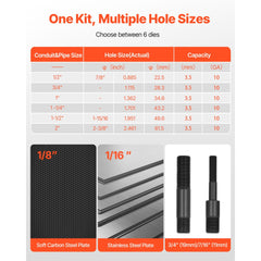 VEVOR Knockout Punch Set, 10 Ton Hydraulic Knockout Set, 1/2" to 2" KO Tool Kit Hole Making Tool, KO Tools Kit W/6 Dies