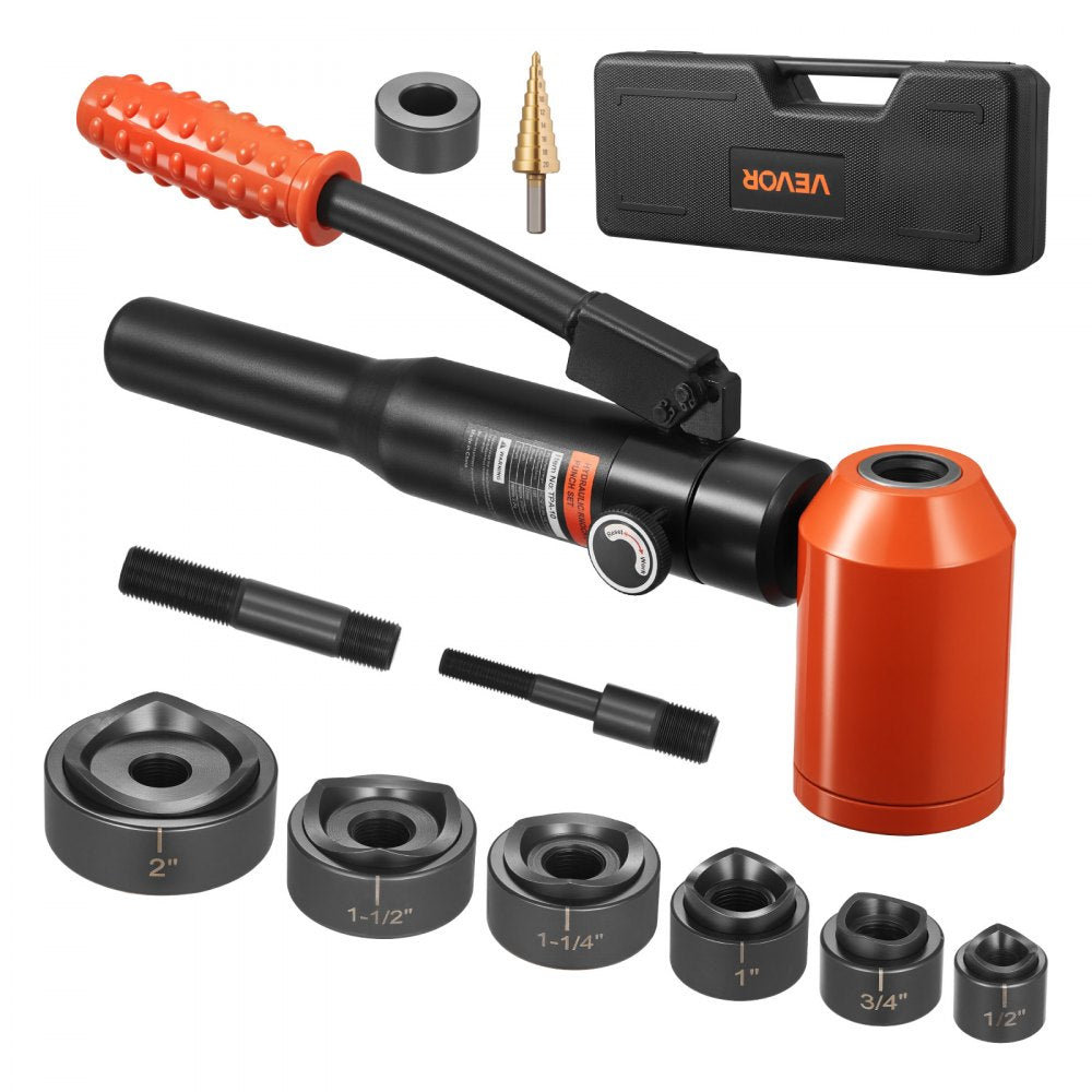 VEVOR Knockout Punch Set, 10 Ton Hydraulic Knockout Set, 1/2" to 2" KO Tool Kit Hole Making Tool, KO Tools Kit W/6 Dies