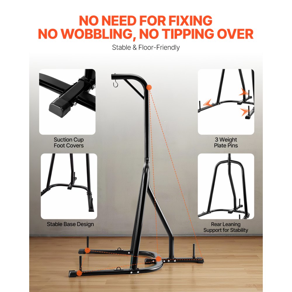VEVOR Punching Bag Stand, Steel Heavy Duty Workout Equipment, Boxing Punching Bag Stand, Holds Up to 140 lbs