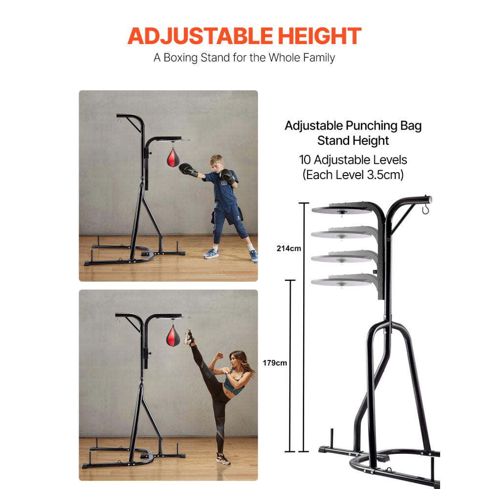 VEVOR 2 in 1 Punching Bag Stand, Steel Heavy Duty Workout Equipment, Adjustable Height Boxing Punching Bag and Speed