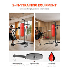 VEVOR 2 in 1 Punching Bag Stand, Steel Heavy Duty Workout Equipment, Adjustable Height Boxing Punching Bag and Speed