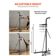 VEVOR 2 in 1 Punching Bag Stand, Steel Heavy Duty Workout Equipment, Adjustable Height Boxing Punching Bag and Speed