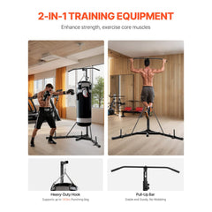 VEVOR 2 in 1 Punching Bag Stand, Steel Heavy Duty Workout Equipment, Adjustable Height Boxing Punching Bag Stand with