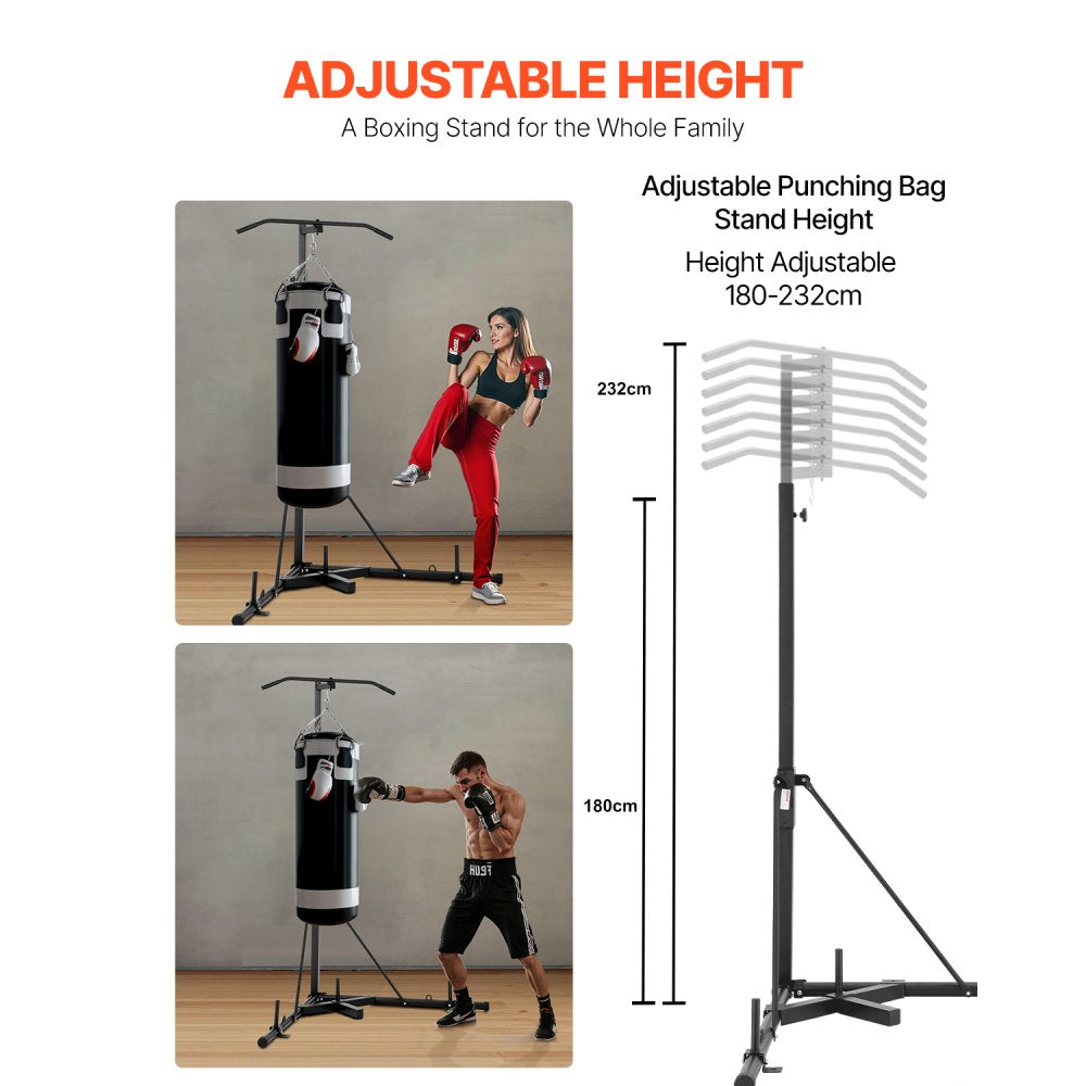 VEVOR 2 in 1 Punching Bag Stand, Steel Heavy Duty Workout Equipment, Adjustable Height Boxing Punching Bag Stand with