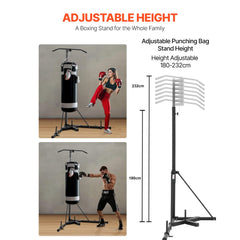 VEVOR 2 in 1 Punching Bag Stand, Steel Heavy Duty Workout Equipment, Adjustable Height Boxing Punching Bag Stand with