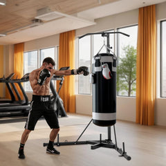 VEVOR 2 in 1 Punching Bag Stand, Steel Heavy Duty Workout Equipment, Adjustable Height Boxing Punching Bag Stand with