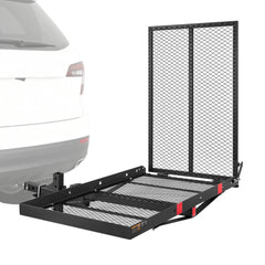 VEVOR Hitch Mount Wheelchair Carrier Height Adjustable, 500LBS Steel Mobility Scooter Carrier Cargo Basket with Folding