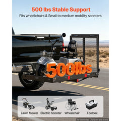VEVOR Hitch Mount Wheelchair Carrier Height Adjustable, 500LBS Steel Mobility Scooter Carrier Cargo Basket with