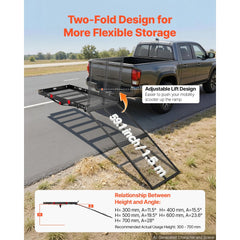 VEVOR Hitch Mount Wheelchair Carrier Height Adjustable, 500LBS Steel Mobility Scooter Carrier Cargo Basket with