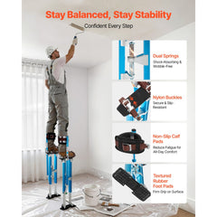 VEVOR Drywall Stilts, 24.2-40.3 Inch Adjustable Aluminum Painter Stilts, 228 lbs Load Capacity, Non-Slip Rubber Feet