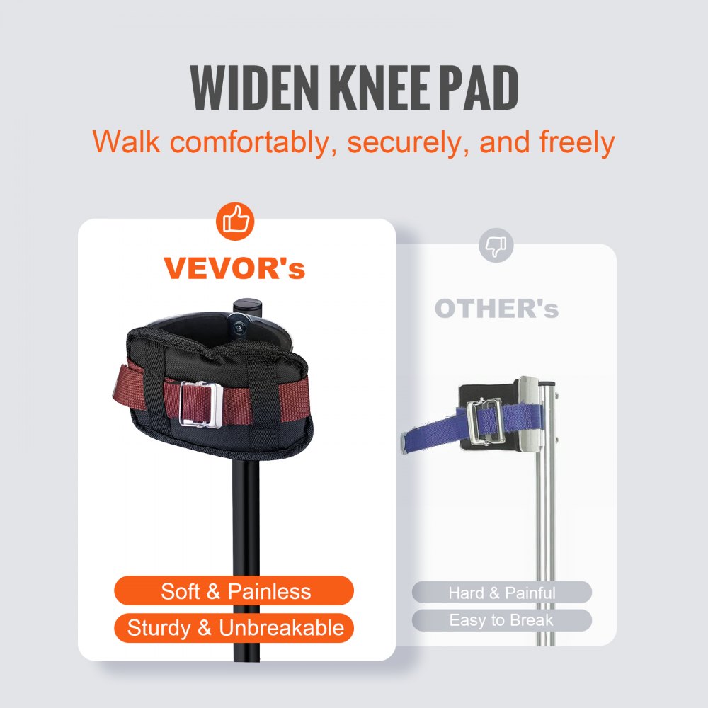VEVOR Drywall Stilts, 24''-40'' Adjustable Aluminum Tool Stilts with Protective Knee Pads, Durable and Non-slip Work