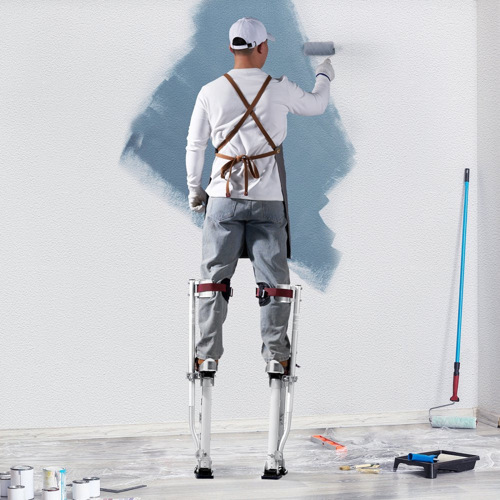 VEVOR Drywall Stilts, 18''-30'' Adjustable Aluminum Tool Stilts with Protective Knee Pads, Durable and Non-slip Work