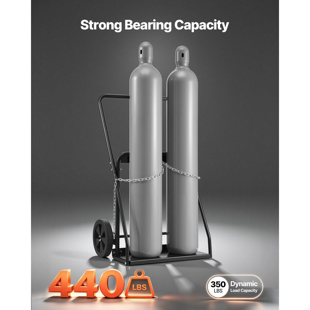 VEVOR Dual Welding Cylinder Cart, Oxygen Acetylene Tank Cart with 440LBS Static Weight Capacity, 10-Inch Solid Wheels