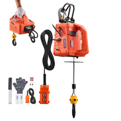 VEVOR 3-in-1 Electric Hoist Winch, 1100 lbs Capacity, 1500W Portable Electric Power Winch, 25 ft Lifting Height, 16.4
