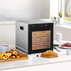 VEVOR Food Dehydrator Machine, 10 Stainless Steel Trays, 1000W Electric Food Dryer with Adjustable Temperature &