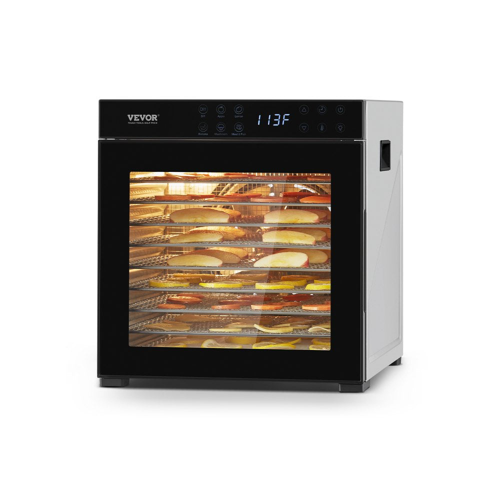 VEVOR Food Dehydrator Machine, 10 Stainless Steel Trays, 1000W Electric Food Dryer with Adjustable Temperature &