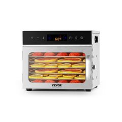 VEVOR Food Dehydrator Machine, 6 Stainless Steel Trays, 400W Electric Food Dryer with Adjustable Temperature & 24-Hour
