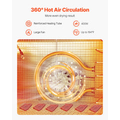 VEVOR Food Dehydrator Machine, 8 Stainless Steel Trays, 400W Electric Food Dryer with Adjustable Temperature & 24-Hour