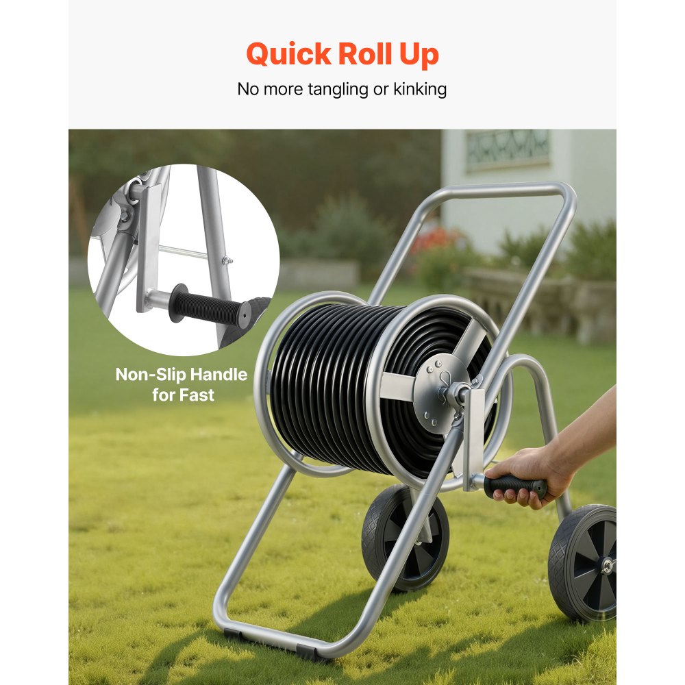 VEVOR Hose Reel Cart, Hold Up to 175 ft of 5/8'' Hose (Hose Not Included), Garden Water Hose Carts Mobile Tools with