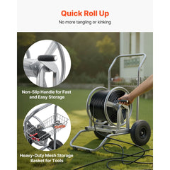 VEVOR Water Hose Reel Cart, 200/300ft High-Pressure Garden Hose Cart, Hoses Reel Carts with Two Wheels, Handle &