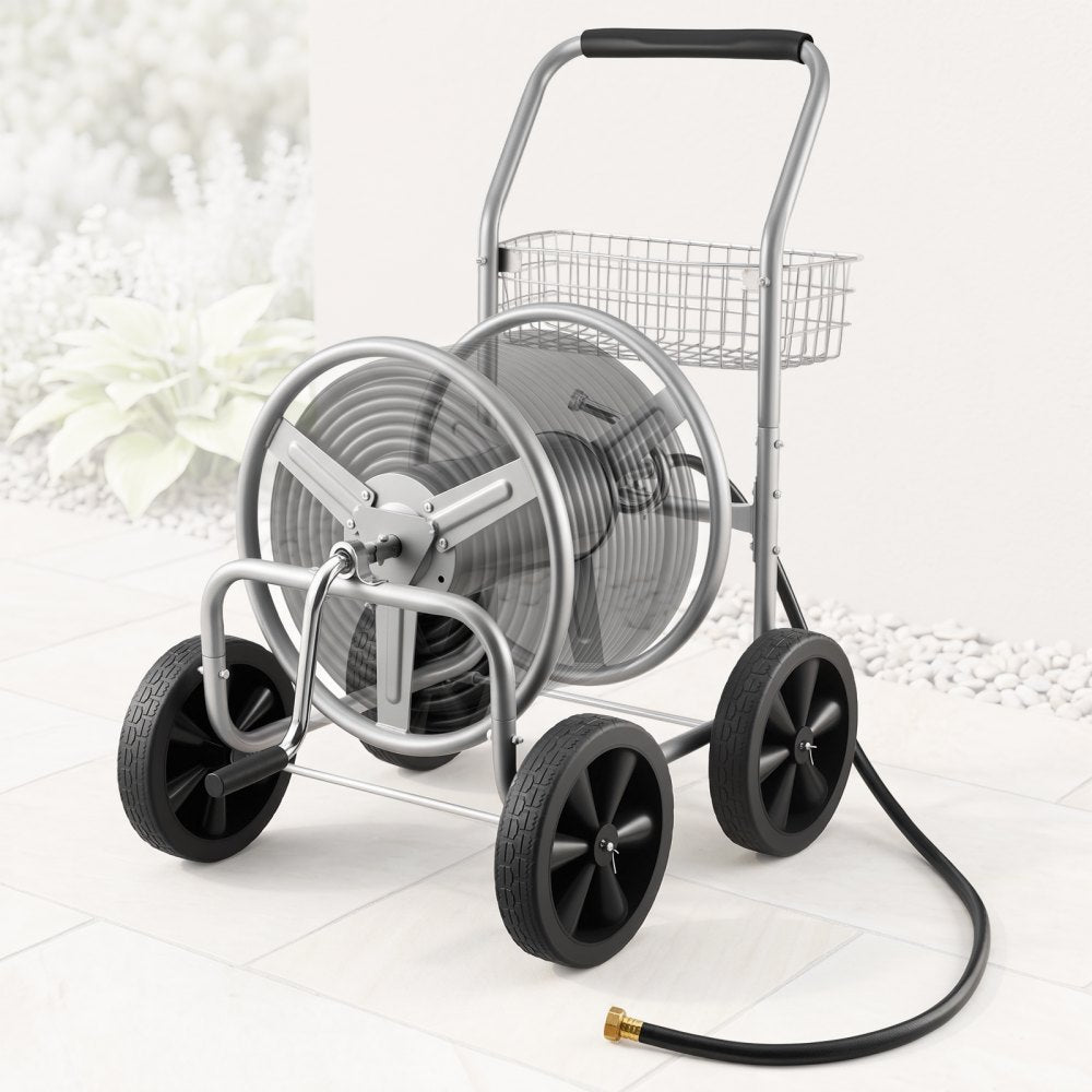 VEVOR Hose Reel Cart, Hold Up to 300 ft of 5/8'' Hose, Garden Water Hose Carts Mobile Tools with 4 Wheels, Heavy Duty