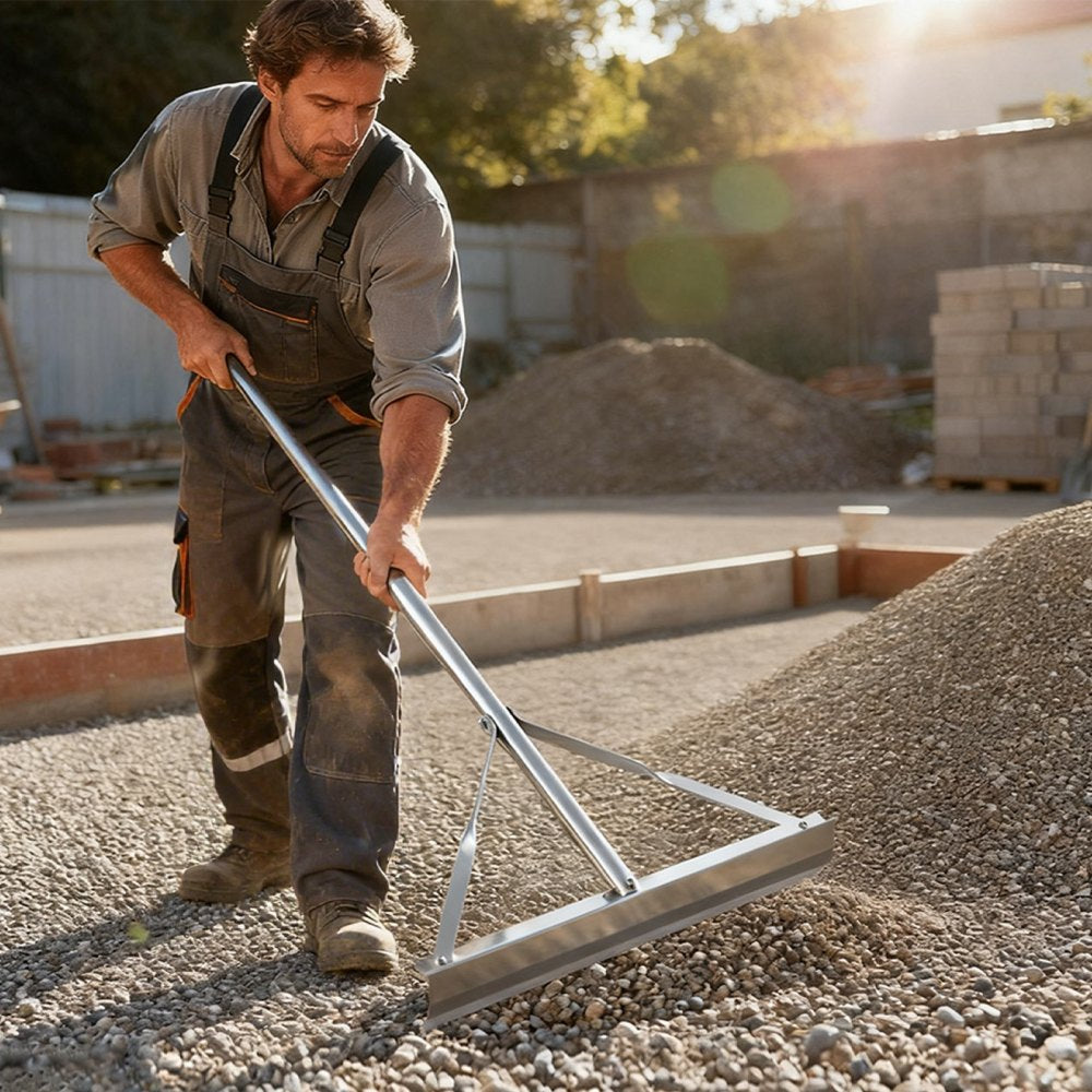 VEVOR Landscape Rake, 60 inch Handle 20 inch Wide Head, Large Heavy Duty Aluminum Landscaping Level, Asphalt Rake Tool