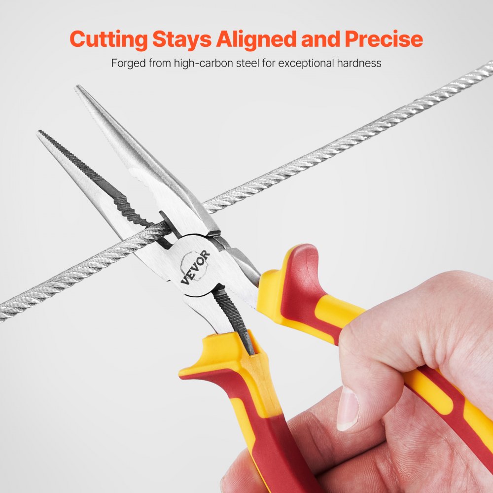 VEVOR 2-Piece Needle Nose Pliers, 8 in Long Needle Nose Plier and 6 in Small Needle Nose Plier, 45 Steel and TPR