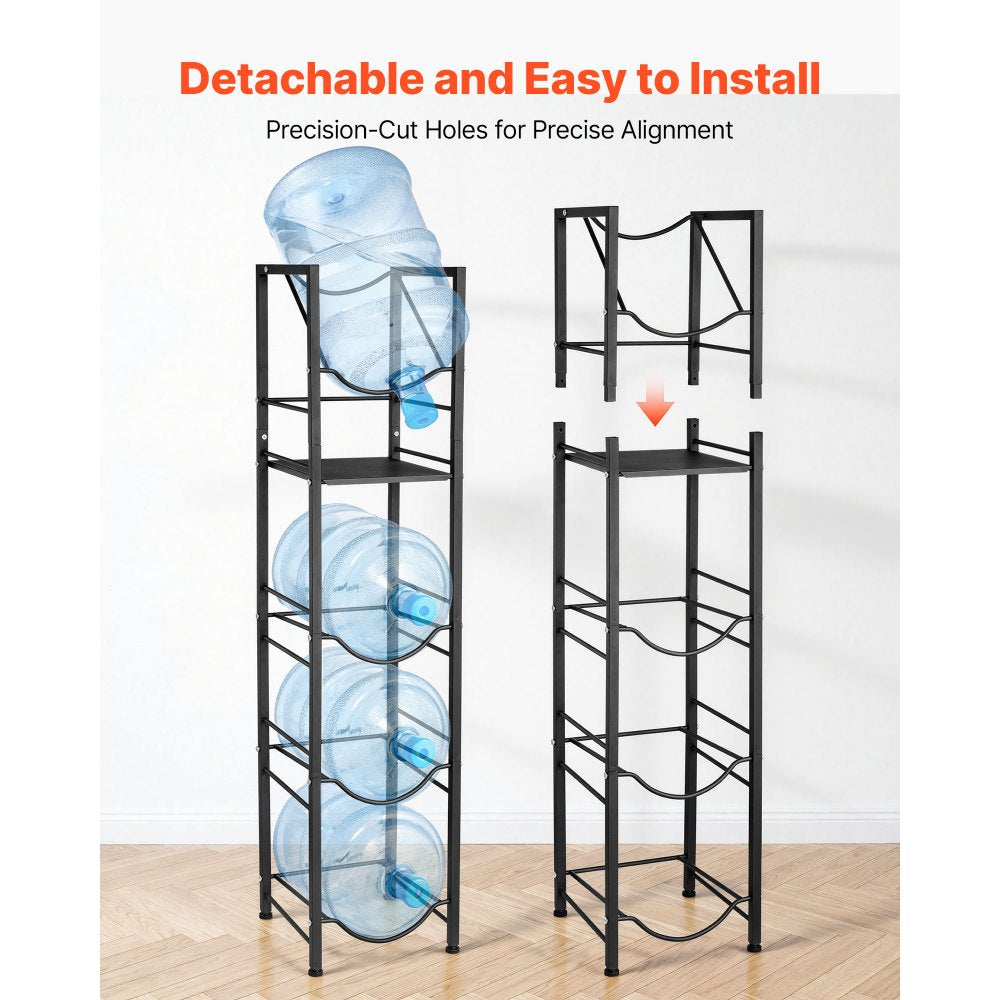 VEVOR Water Jug Holder, 5 Tiers 3 and 5 Gallon Water Bottle Holder for 4 Bottles, Heavy Duty Jug Rack Organizer with