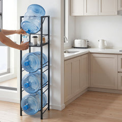 VEVOR Water Jug Holder, 5 Tiers 3 and 5 Gallon Water Bottle Holder for 4 Bottles, Heavy Duty Jug Rack Organizer with