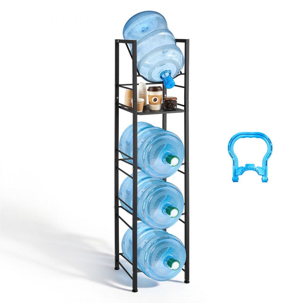 VEVOR Water Jug Holder, 5 Tiers 3 and 5 Gallon Water Bottle Holder for 4 Bottles, Heavy Duty Jug Rack Organizer with