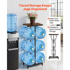 VEVOR Water Jug Holder, 4 Tiers Double Rows 3 and 5 Gallon Water Bottle Holder for 6 Bottles, Heavy Duty Jug Rack