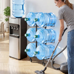VEVOR Water Jug Holder, 4 Tiers Double Rows 3 and 5 Gallon Water Bottle Holder for 6 Bottles, Heavy Duty Jug Rack