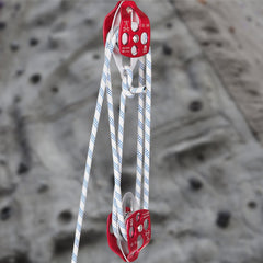 Twin Sheave Block and Tackle 0.43-0.5Inch 100-200Ft Twin Sheave Block with Braid Rope 30-35KN 6600-7705LBS Double