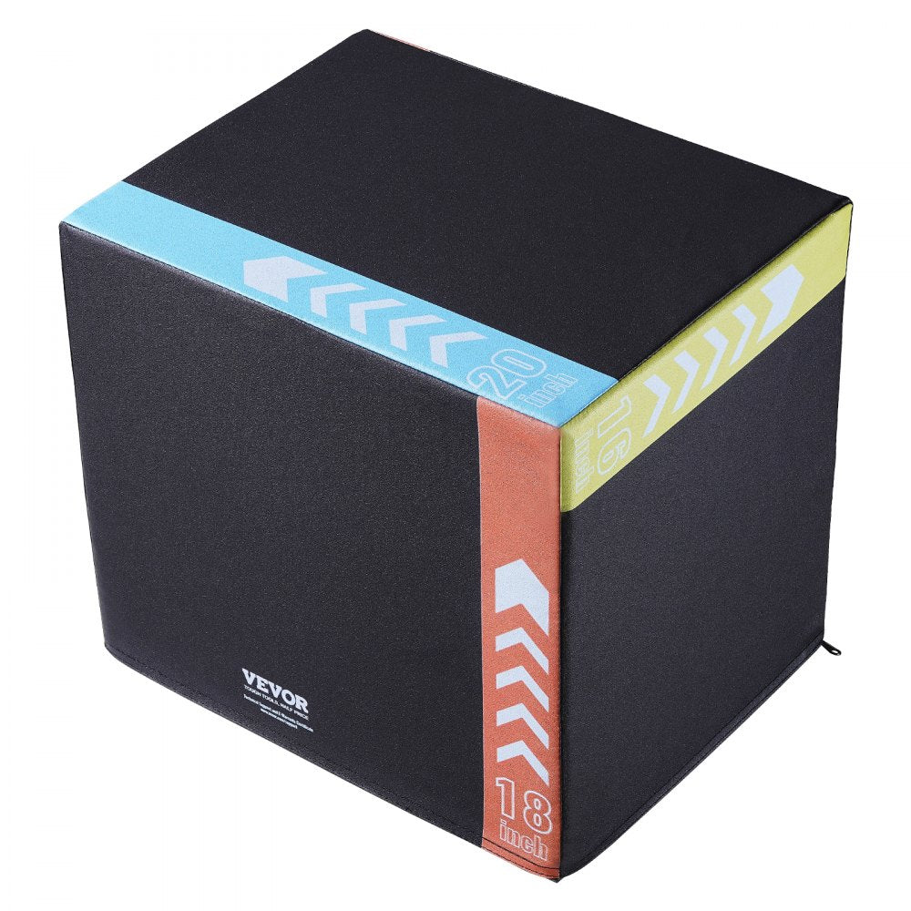 VEVOR 3 in 1 Plyometric Jump Box, 20/18/16 Inch Cotton Plyo Box, Platform & Jumping Agility Box, Anti-Slip Fitness