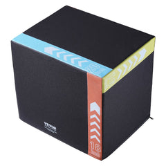 VEVOR 3 in 1 Plyometric Jump Box, 20/18/16 Inch Cotton Plyo Box, Platform & Jumping Agility Box, Anti-Slip Fitness
