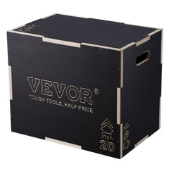 VEVOR 3 in 1 Plyometric Jump Box, 24/20/16 Inch Wooden Plyo Box, Platform & Jumping Agility Box, Anti-Slip Fitness