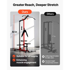 VEVOR LAT Pull Down Machine, 3-in-1 Row Cable Machine, Cable Machines Home Gym with 3-Level Adjustable Seat, 4-Level