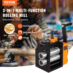 VEVOR Rolling Mill, 3"/76 mm Jewelry Rolling Mill Machine, 1: 2 Gear Ratio, 3-in-1 Multi-function Rolling Mill, 0.1-7mm